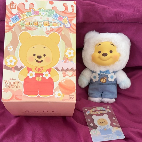 Disney Winnie the Pooh Candy Bear Plush keychain in White and Blue - Picture 3 of 6